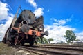 Old locomotives in a railway station Royalty Free Stock Photo