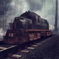 Old locomotive on the tracks Royalty Free Stock Photo