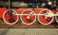 Old locomotive wheels in railway museum. Brest. Belarus Royalty Free Stock Photo