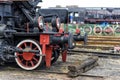 Old locomotives in a railway station Royalty Free Stock Photo