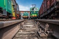 Old locomotives in the transport museum Royalty Free Stock Photo