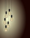 Old Loft Pendant Lightbulbs Vector Illustration Royalty Free Stock Photo