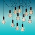 Old Loft Pendant Lightbulbs Vector Illustration Royalty Free Stock Photo