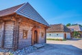 The old log and adobe houses in Zaporizhian Sich scansen, Zaporizhzhia, Ukraine