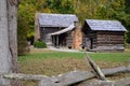 Old Log Farm House and Utility Building in the Valley