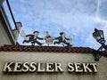 Old logo on the building of Kessler Sekt winery