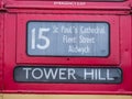 Old London Bus to Tower Hill Royalty Free Stock Photo