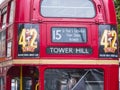 Old London Bus to Tower Hill Royalty Free Stock Photo