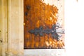 old london door in abstract hinged