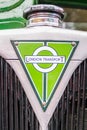 Old London Transport logo mounted on bus radiator grille