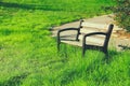 Old lonely bench at the quiet park Royalty Free Stock Photo