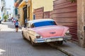 Old, long time used and rusty classic American car in Havana