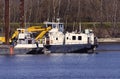 Old longboat in repair dock. Royalty Free Stock Photo