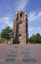 old lopsided tower oldehove in the center of ancient city Leeuwarden in the netherlands