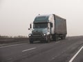 Old Lorry Traffic Transport on motorway in motion