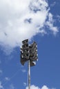 Old loudspeakers on a pole outdoors Royalty Free Stock Photo