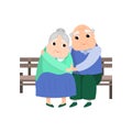 Old lovely pensioner senior couple stay in park