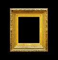 Old luxury gold frame isolated on black Royalty Free Stock Photo