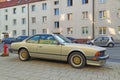 Old luxury veteran coupe car BMW 635 parked