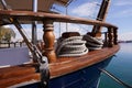 Old luxury wooden ship moored in sea Royalty Free Stock Photo