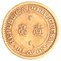old 10 Macanese Avos coin Royalty Free Stock Photo