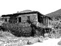 Old macedonian village house,black and white
