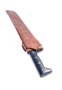 Old Machete Knife in an Ornate Brown Leather Case Isolated 1 Royalty Free Stock Photo