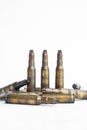 Old machine gun bullets Royalty Free Stock Photo