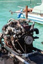 Old Machine of taditional thai boat Royalty Free Stock Photo
