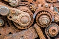 Old machinery details closeup. rusty gear wheels. Royalty Free Stock Photo