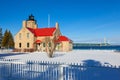 Old Mackinac Point Lighthouse in Winter - Michigan Royalty Free Stock Photo