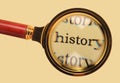 Old magnifying glass on word history Royalty Free Stock Photo