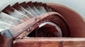 Old mahogany wooden spiral staircase, top view Royalty Free Stock Photo