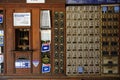 Old mail boxes in historic post office Florida USA