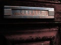 Old mail slot in old door Royalty Free Stock Photo