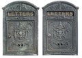 Old mailboxes with clipping paths, isolated on white. Royalty Free Stock Photo