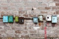 Old mailboxes on an old dirty wall