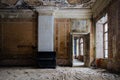 Old majestic abandoned historical mansion Pertovo-Dalnee, Moscow region, inside view