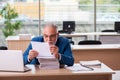 Old male boss employee working in the office Royalty Free Stock Photo