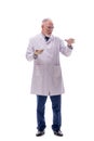 Old male chemist isolated on white Royalty Free Stock Photo