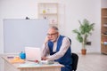 Old male designer working in the office Royalty Free Stock Photo