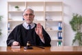 Old male judge working in courthouse Royalty Free Stock Photo