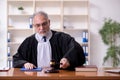 Old male judge working in courthouse Royalty Free Stock Photo