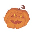 Old malevolent pumpkin for halloween. character for horror stories and decorations, orange pumpkin with eyes and smile. mascot or Royalty Free Stock Photo