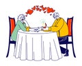 Old Man Ask Woman Marry him in Restaurant Giving Ring. Romantic Relations, Meeting. Happy Loving Couple