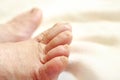 Old man barefoot with dry skin and nails