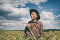 Old man in barley field Royalty Free Stock Photo