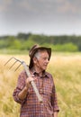 Old man in barley field Royalty Free Stock Photo