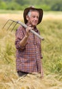 Old man in barley field Royalty Free Stock Photo