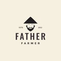 Old man bearded farmer hipster logo design